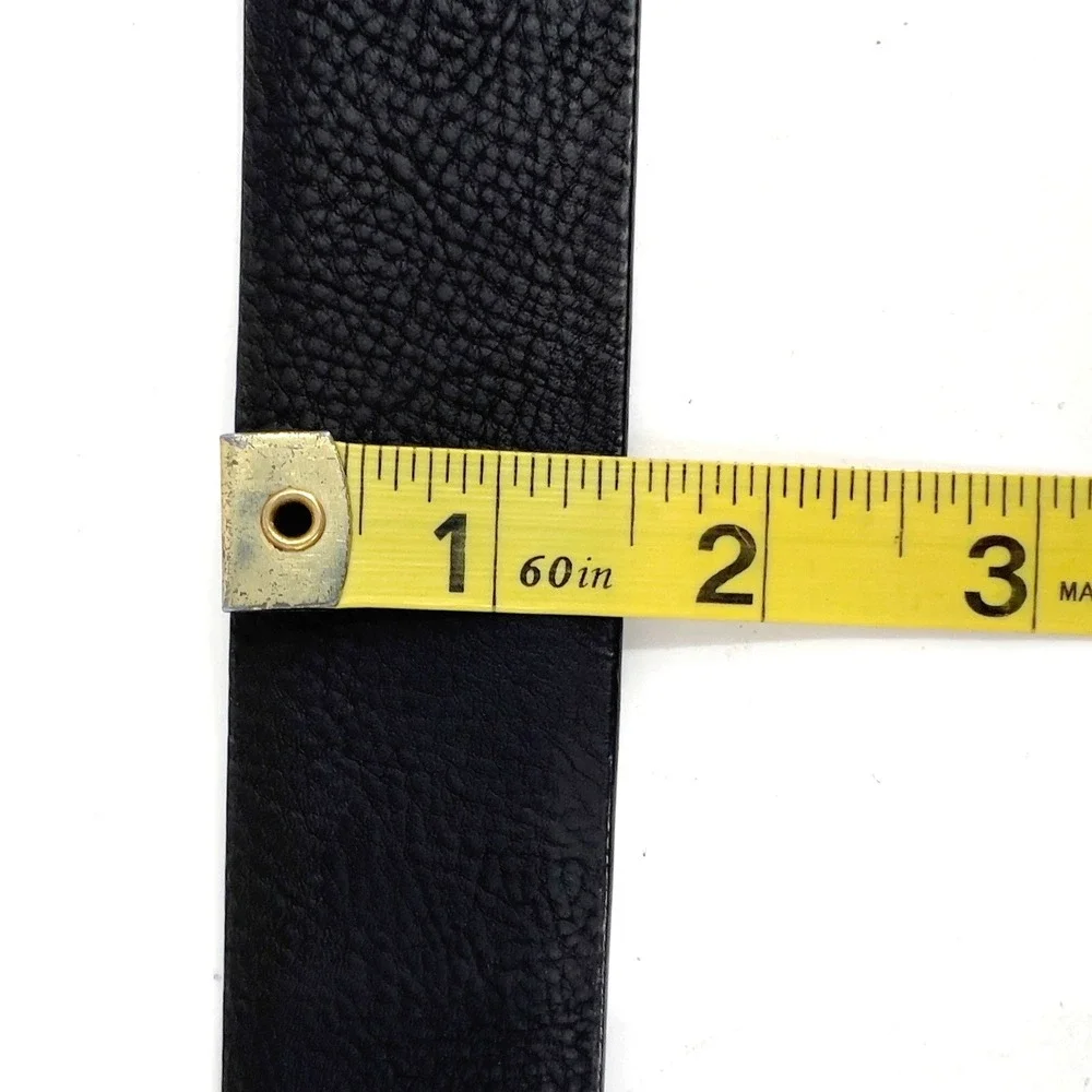 Adrienne Vittadini Womens Wide Black Belt Rose Gold Round Buckle Classic S | M